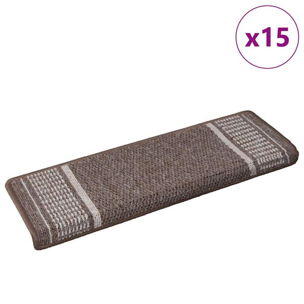 vidaXL Selvlimende trappematter 15 pcs Brun 65 x 21 x 4 cm