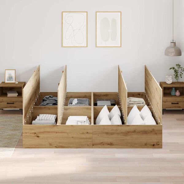 vidaXL Seng med lagring Artisan Eik 200 x 200 cm Konstruert tre