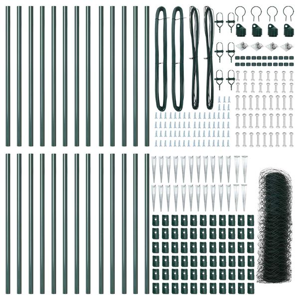 vidaXL Gjerdep&aring;le gr&oslash;nn 50 x 1 m (36 mm mesh) St&aring;l og PVC