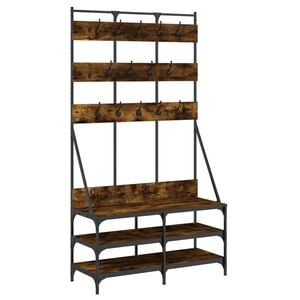 vidaXL Klesstativ med skooppbevaring r&oslash;kt eik 100x40x184 cm