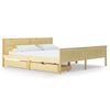 vidaXL Sengeramme med 2 skuffer heltre furu 200x200 cm