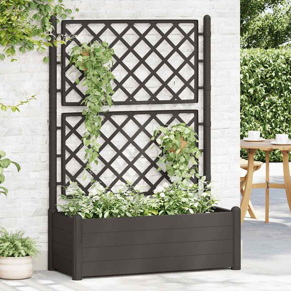 vidaXL Plantekasse med espalier 100x43x142 cm PP antrasitt