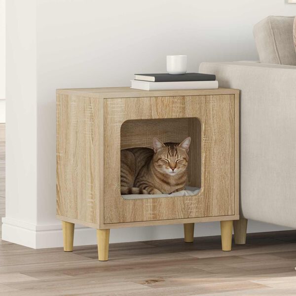 vidaXL Katt Hus Sonoma 51 x 30 x 52 cm Konstruert tre