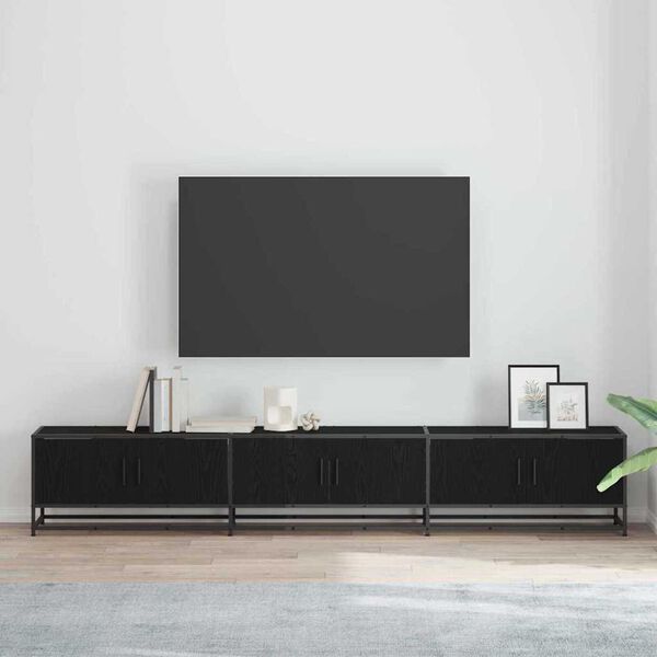 vidaXL TV Enheter 2 pcs Svart Eik 240 x 35 x 41 cm Konstruert tre