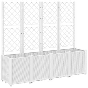 vidaXL Plantekasse med espalier hvit 160x40x140 cm PP