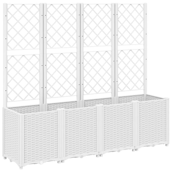 vidaXL Plantekasse med espalier hvit 160x40x140 cm PP