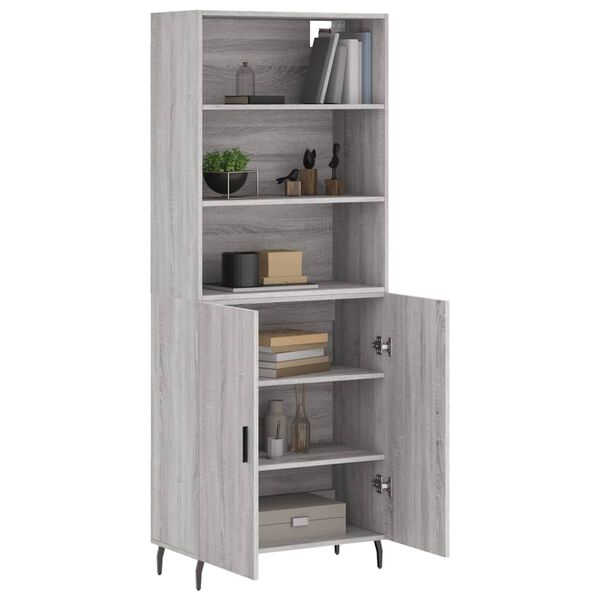 vidaXL Highboard gr&aring; sonoma 69,5x34x180 cm konstruert tre