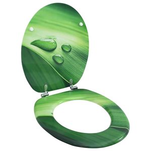 vidaXL WC Toalettsete med lokk MDF gr&oslash;nn vanndr&aring;pedesign
