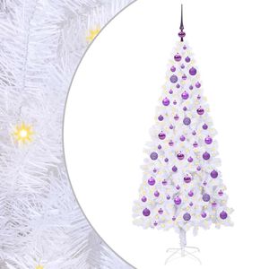 vidaXL Kunstig juletre med 300 LED med stativ Hvit 180 cm PVC og st&aring;l