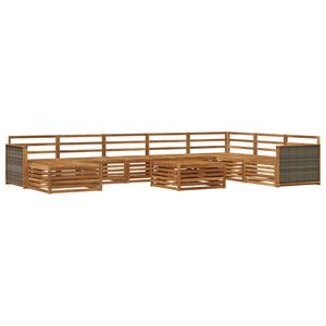 vidaXL Utend&oslash;rs sofa-sett 9 stk. Naturlig Solid akasietre