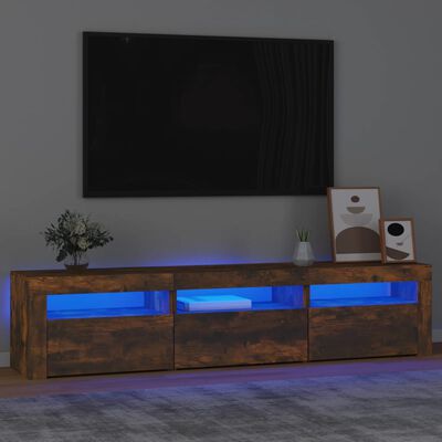 vidaXL TV-benk med LED-lys røkt eik180x35x40 cm