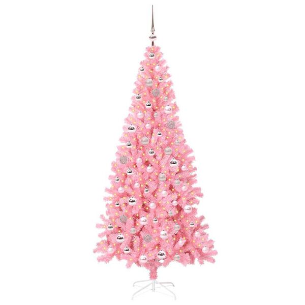 vidaXL Juletre med 300 LED med stativ Rosa 210 cm PVC