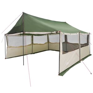 vidaXL Familietelt med tak Gr&oslash;nn 450 x 400 x 265 cm Polyester og st&aring;l