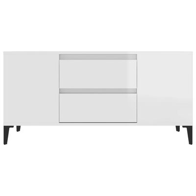 vidaXL TV-benk høyglans hvit 102x44,5x50 cm konstruert tre