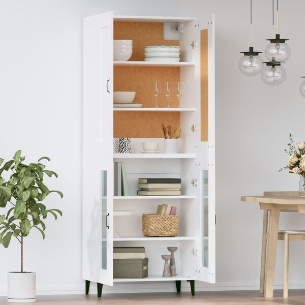 vidaXL Highboard hvit 69,5x34x180 cm konstruert tre