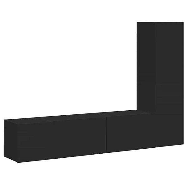 vidaXL TV-benksett 3 deler svart konstruert tre