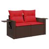 vidaXL Hagesofa med puter 2-seters brun polyrotting
