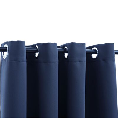 vidaXL Lystette gardiner med metallringer 2 stk blå 140x225 cm