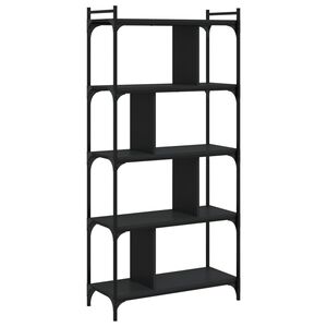 vidaXL Bokhylle 5 etasjer svart 76x32x158 cm konstruert tre