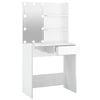 vidaXL Sminkebord med LED høyglans hvit 74,5x40x141 cm