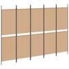 vidaXL 5-panel romdeler Beige 250 x 180 cm Stoff
