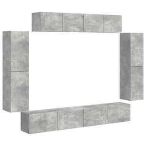 vidaXL TV-skap 8 pcs Betonggr&aring;