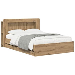 vidaXL Sengramme med oppbevaring og hodegavl Artisan eik 140 x 190 cm