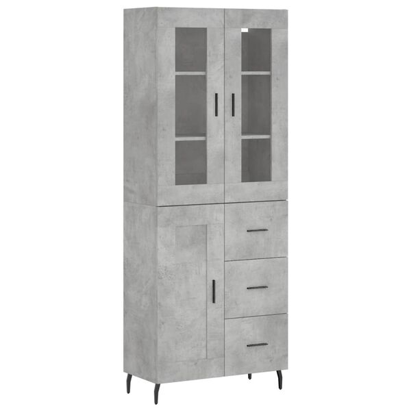 vidaXL Highboard betonggr&aring; 69,5x34x180 cm konstruert tre