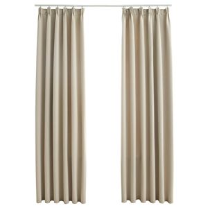 vidaXL Lystette gardiner med kroker 2 stk beige 140x175 cm