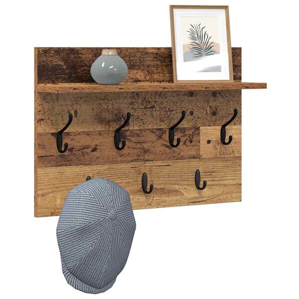 vidaXL Vegghengt kleshenger Gammelt tre 60 x 40 x 12 cm Konstruert tre