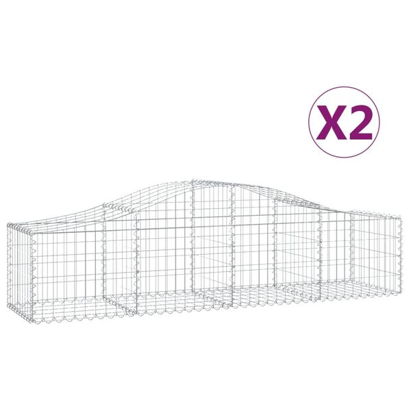 vidaXL Gabionkurver buede 2 stk 200x50x40/60 cm galvanisert jern