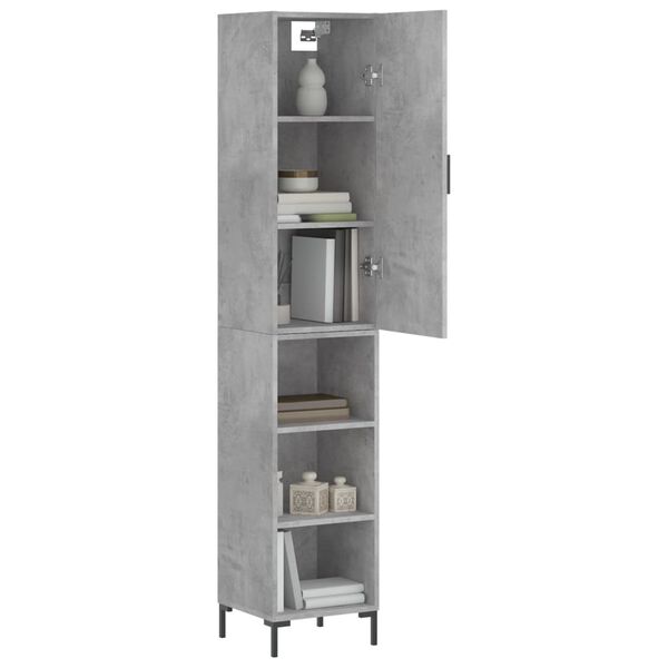 vidaXL Highboard betonggr&aring; 34,5x34x180 cm konstruert tre