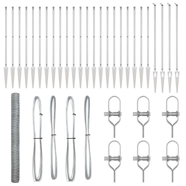 vidaXL Gjerdep&aring;le s&oslash;lv 50 x 1,5 m (36 mm nett) St&aring;l