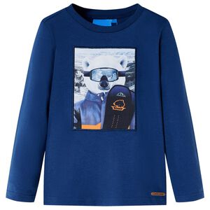 T-skjorte for barn med lange ermer jeans marinebl&aring; 92