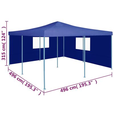 vidaXL Sammenleggbar paviljong med 2 sidevegger 5x5 m blå