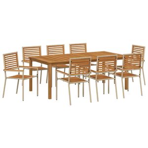 vidaXL Hage Spisegruppe 9 stk. Beige Solid akasietre