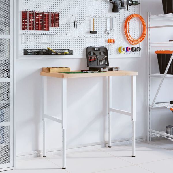 vidaXL Arbeidsbenk 100x(55-60)x(73-99,5) cm heltre b&oslash;k