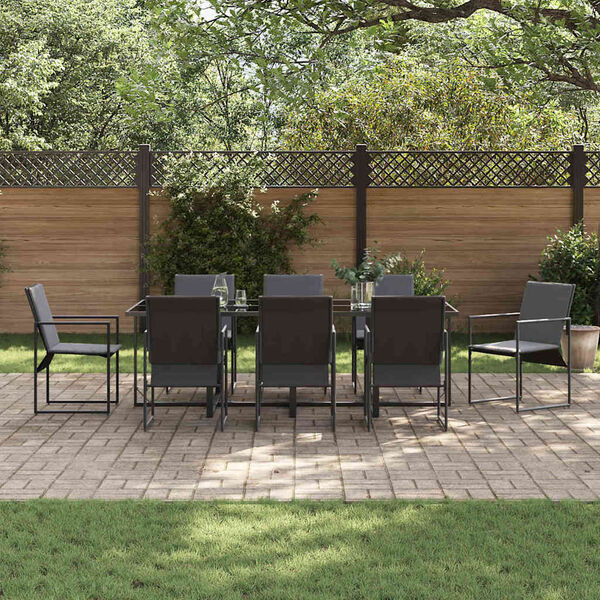 vidaXL Hage Spisegruppe 9 pcs Svart Stål