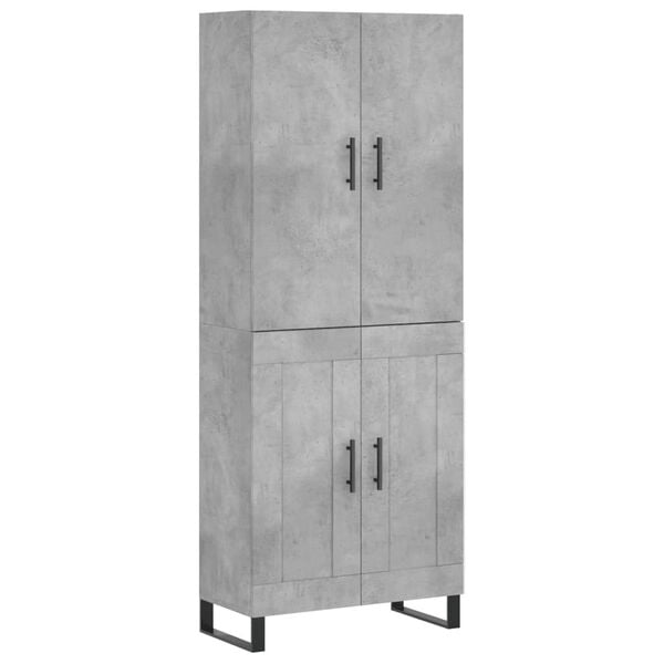 vidaXL Highboard betonggr&aring; 69,5x34x180 cm konstruert tre