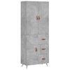 vidaXL Highboard betonggr&aring; 69,5x34x180 cm konstruert tre