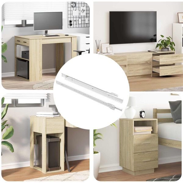 vidaXL Skuffeskinne 2 pcs Hvit 400 mm St&aring;l