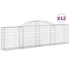 vidaXL Gabionkurver buede 12 stk 300x30x80/100 cm galvanisert jern