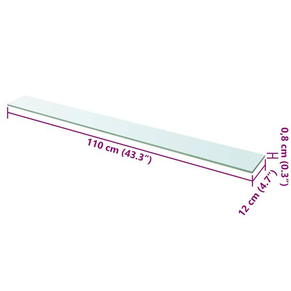 vidaXL Hyllepanel klart glass 110x12 cm
