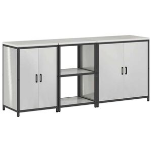 vidaXL Kj&oslash;kkenoppbevaringssett med hylle 3 pcs s&oslash;lv Rustfritt St&aring;l