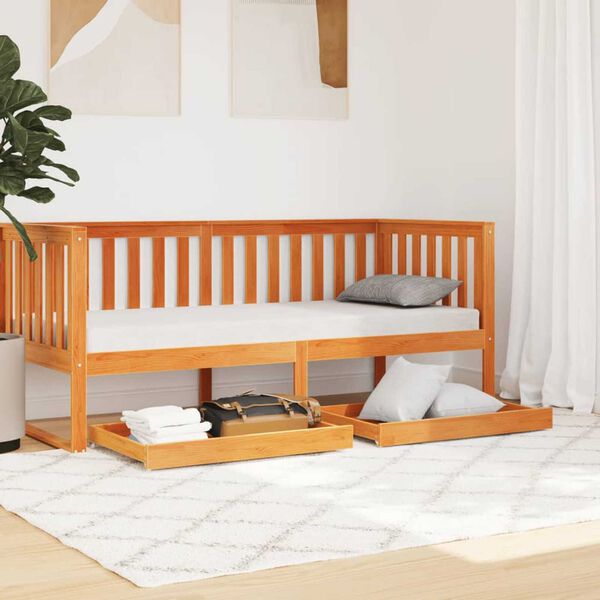 vidaXL Sengeskuffer 2 stk voksbrun heltre furu