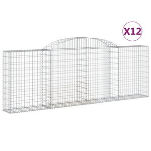 vidaXL Gabionkurver buede 12 stk 300x30x100/120 cm galvanisert jern