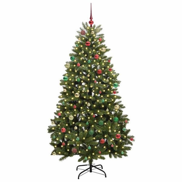 vidaXL Kunstig juletre med 300 LED gr&oslash;nn 210 cm PVC og metall