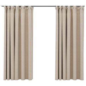 vidaXL Lystette gardiner kroker og lin-design 2 stk beige 140x175 cm
