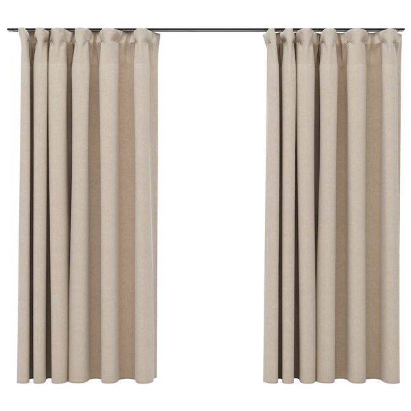 vidaXL Lystette gardiner kroker og lin-design 2 stk beige 140x175 cm