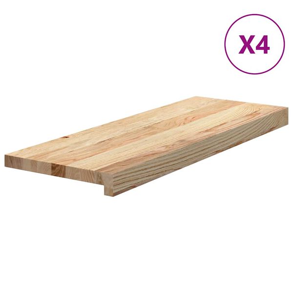 vidaXL Trappetrinn 4 stk ubehandlet 70x30x2 cm heltre eik
